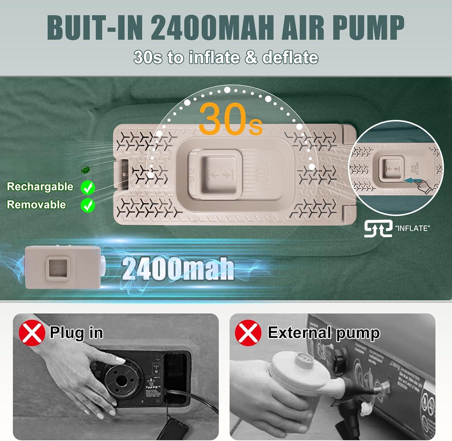 Self Inflating Sleeping Pad with Electric Pump, 3.14" Ultra-Thick Memory Foam Sleeping Mats for Camping,Easy Inflate&Deflate,9.5 R-Value Insulated Camping Mattress Pad with Pillow for Car Travel Tent Self Inflating Sleeping Pad with Electric Pump, 3.14" Ultra-Thick Memory Foam Sleeping Mats for Camping,Easy Inflate&Deflate,9.5 R-Value Insulated Camping Mattress Pad with Pillow for Car Travel Tent