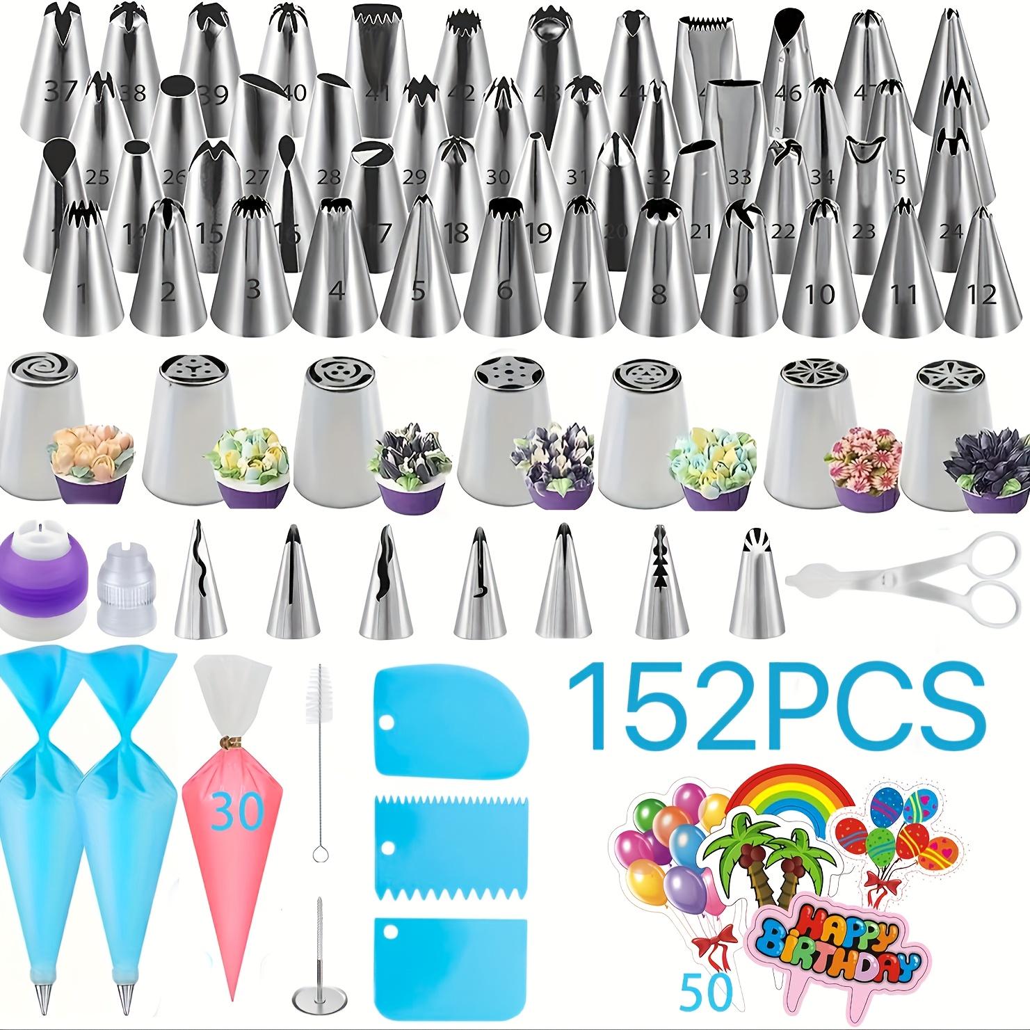 152-Piece Cake Piping Tips Set, Cake Decoration Kit, Cake Carving Tools, Stainless Steel Material, Baking Supplies, Professional Quality