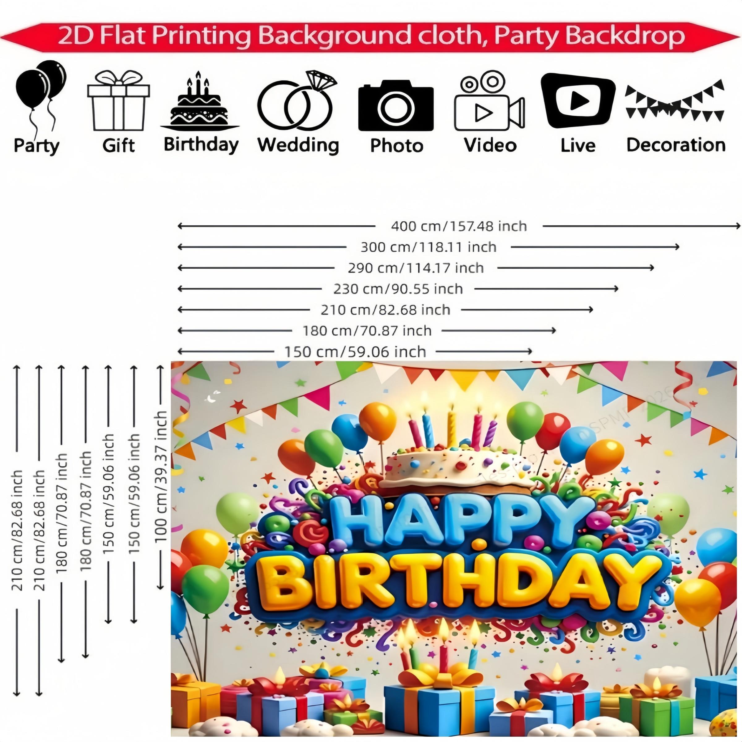 1 piece of happy birthday theme background cloth 2D flat balloon cake colorful design, children's birthday party, adult banquet decoration, family celebration background, festival decoration party atmosphere decoration supplies