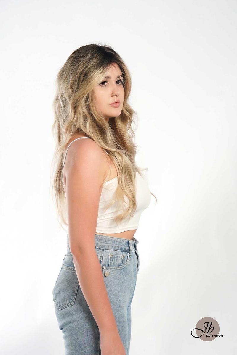 JBEXTENSION 26 Inches Mix Blonde With Dark Root Body Wave With Bangs MANDA