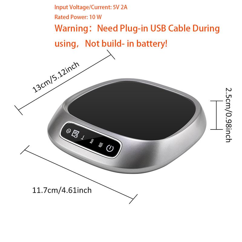 Thermal Heating Cup Mat with 3 Temperature Settings, USB Plug-In Heating Coaster Touchscreen Voice Prompt, Ideal for Autumn Winter Coffee Milk Warmer
