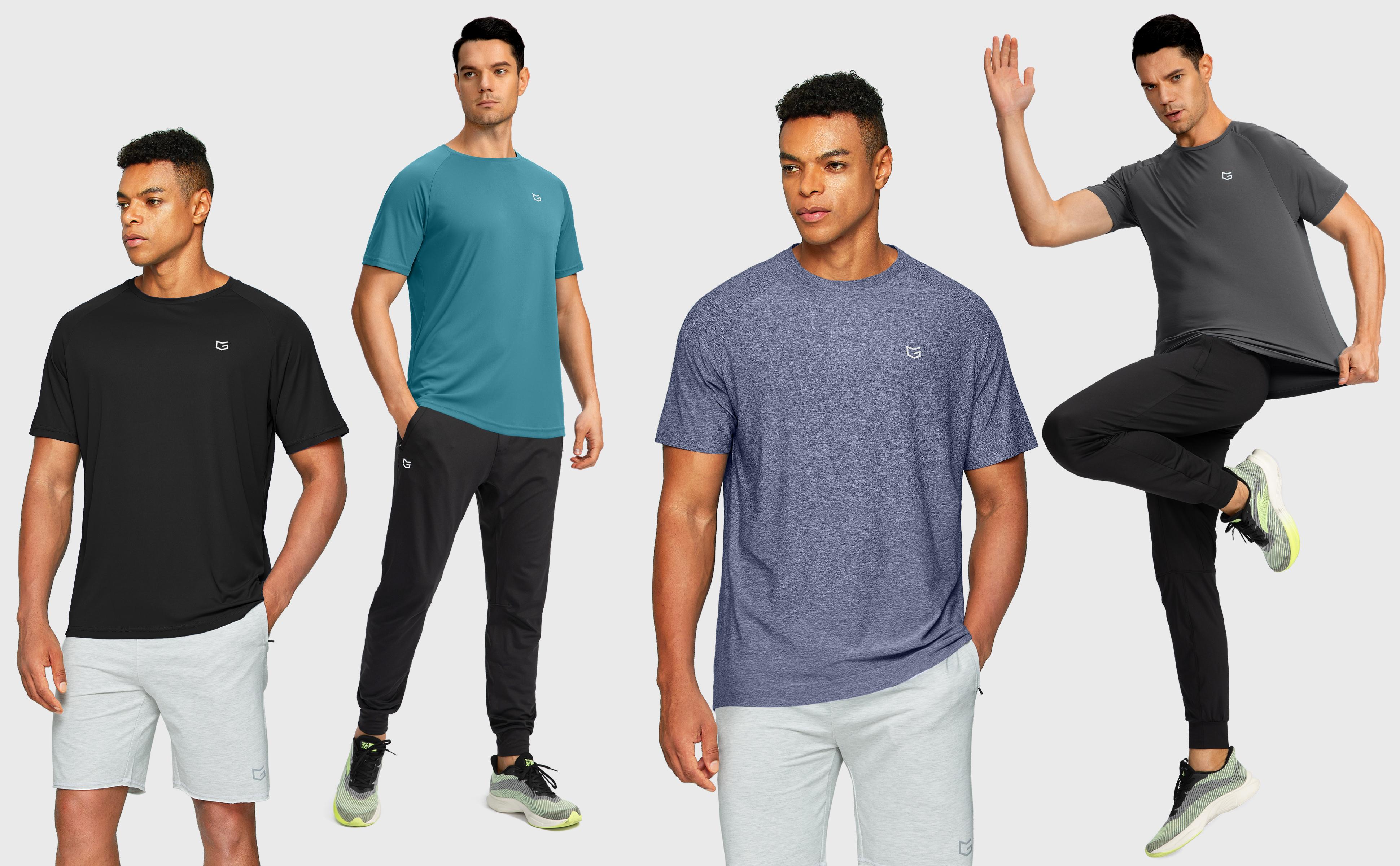 G Gradual Men's Short Sleeve T-Shirt Dryfit Breathable Gym Shirts Men Crewneck Lightweight Casual Running Athletic Workout Tops Bodybuilding Fitness Tee