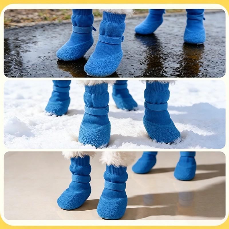 4 Pairs Pet Shoes, Waterproof Dog Rain Boots, Non-Slip Durable Puppy Socks, Soft Sole Outdoor Footwear, Paw Protector Booties, All-Season Pet Accessories