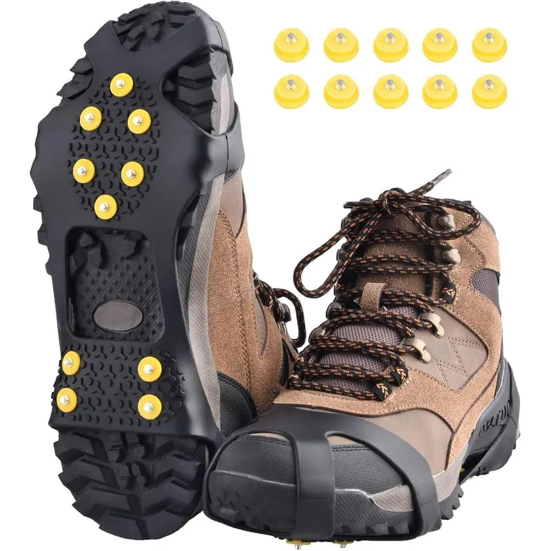Outdoor activitiesIce Cleats for Shoes and Boots Anti Slip Ice Grips Snow Crampons Traction Cleats Hiking Fishing Walking Gear