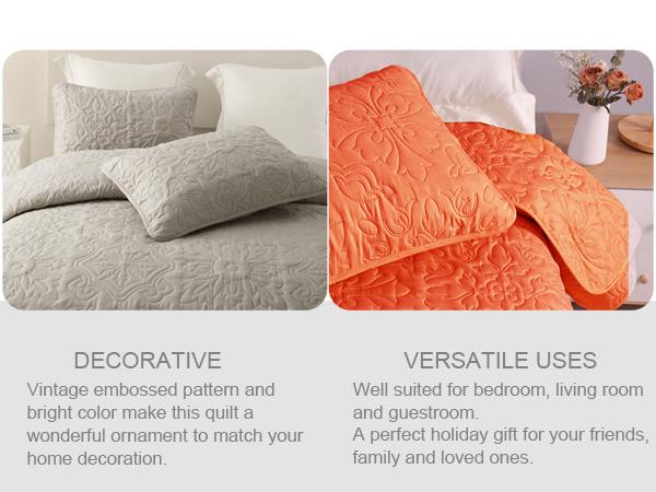 Whale Flotilla 3 Piece California King Size Quilt Set, Soft Embossed Bedding Set, Lightweight Bedspread Coverlet with Boho Vintage Pattern, Reversible Bed Cover for All Seasons soft microfiber luxury  bedding  set