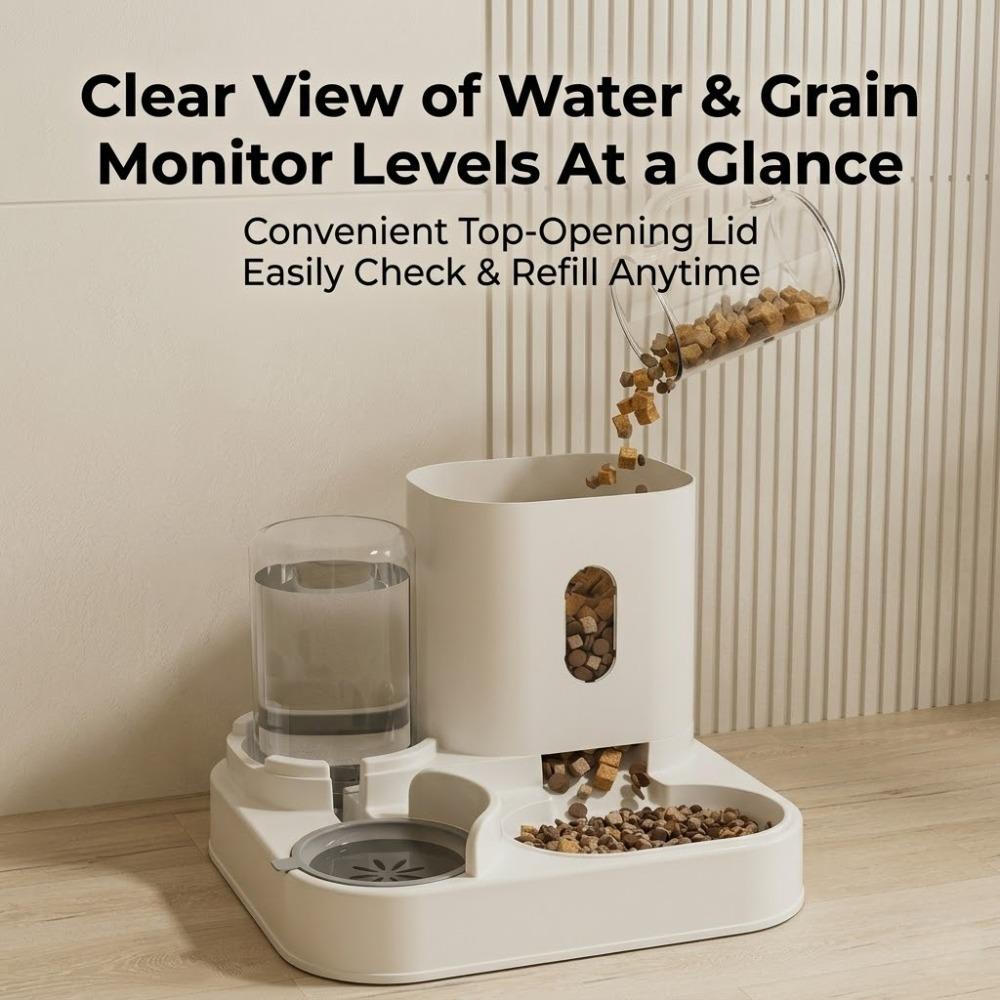 Cute 2-in-1 Automatic Cat Feeder & Water Dispenser  Portion Control Pet Bowl