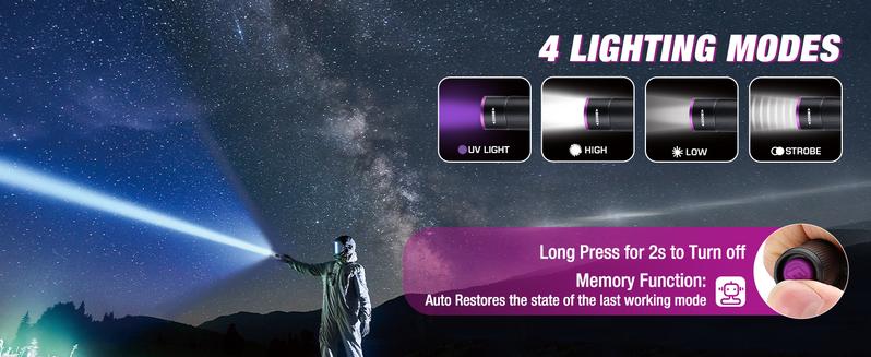 #JumpstartSale EverBrite Rechargeable Pen Flashlight with UV Light and White Light, 395nm Black Flashlight with Clip, Zoomable 4 Modes with Memory Function, USB C Cable, for Camping, Emergency, Pet Urine Detection #JumpstartSale EverBrite Rechargeable Pen Flashlight with UV Light and White Light, 395nm Black Flashlight with Clip, Zoomable 4 Modes with Memory Function, USB C Cable, for Camping, Emergency, Pet Urine Detection