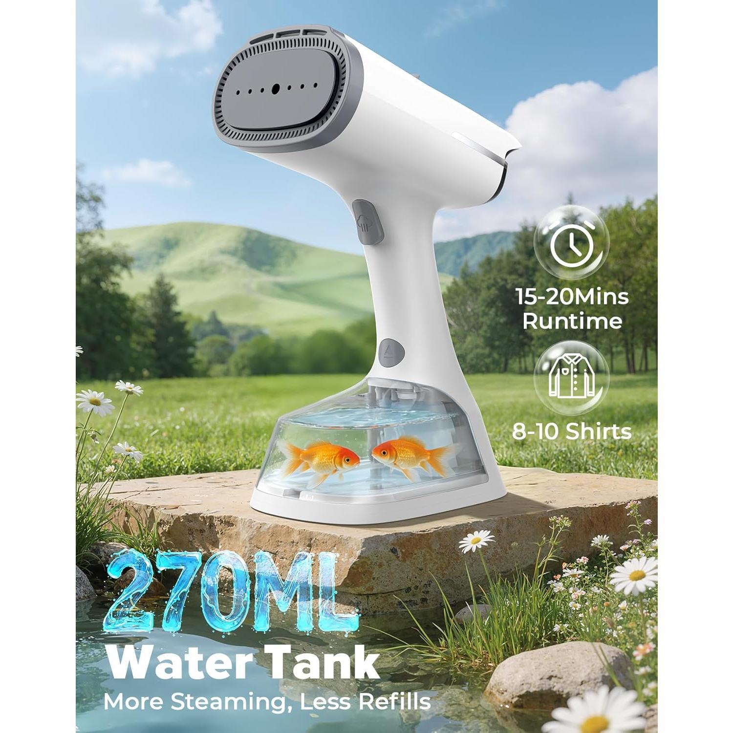 Vacuum Steamer with 270ml Water , Handheld Garment Steamer for Clothes with 3500Pa Suction, LED Screen, Portable Suction Handheld Vacuum Iron & Steamer for Wrinkle Removal (110-120V Use) Vacuum Steamer with 270ml Water , Handheld Garment Steamer for Clothes with 3500Pa Suction, LED Screen, Portable Suction Handheld Vacuum Iron & Steamer for Wrinkle Removal (110-120V Use)