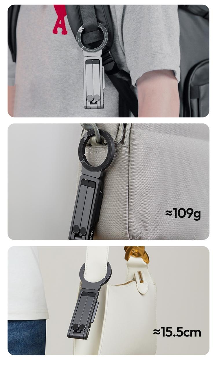 ULANZI Magnetic Phone Tripod for iPhone, MA38 Portable Phone Holder Mini Tripod for Magsafe with Double-Sided Strong Magnetic 1/4'' Arri Locating Hole Foldable Hook for iPhone 16 15 14 13 12