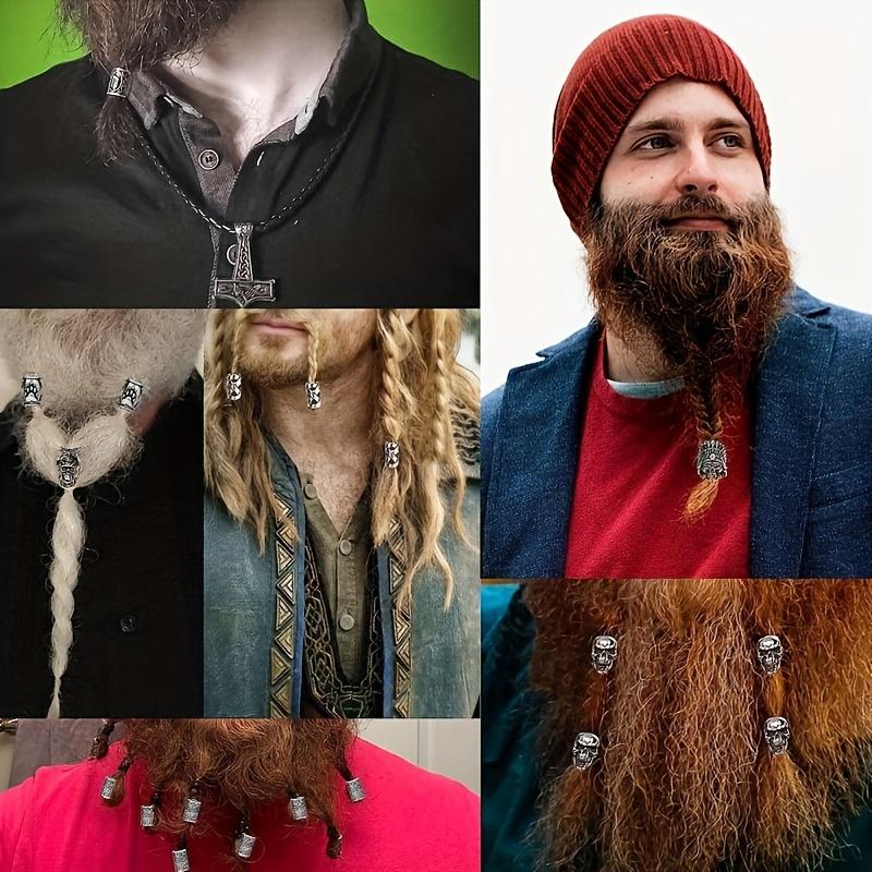 85pcs Hair Tube Beads Norwegian Viking Rune Hair Beard Beads Bracelet DIY Braided Beads For Hair Braids Viking Braids Long Braids Accessories Beaded Set Hair Decoration