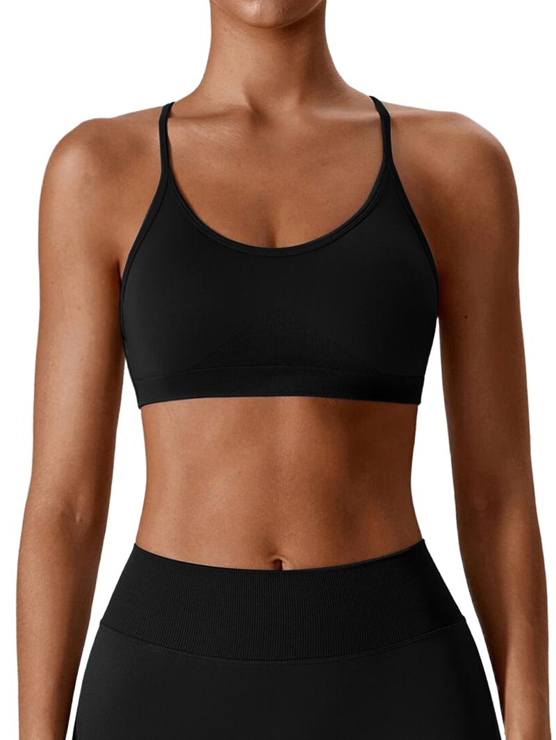 Women's Criss Cross Backless Strappy Sports Bra, Removable Bra Pads Yoga Bra, Running Sports Underwear, Back Beauty Fitness Tops, Sports Underwear for Women Valentine's Day, Gym Clothes