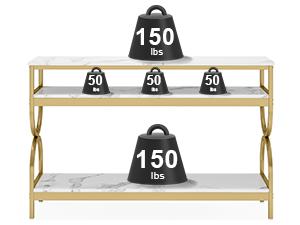 LITTLE TREE 3-Tier Console Table, 55 inch Sofa Table with Open Storage Shelves, Narrow Long Hallway/Entryway Table with Faux Marble Top for Home Living Room Entryway