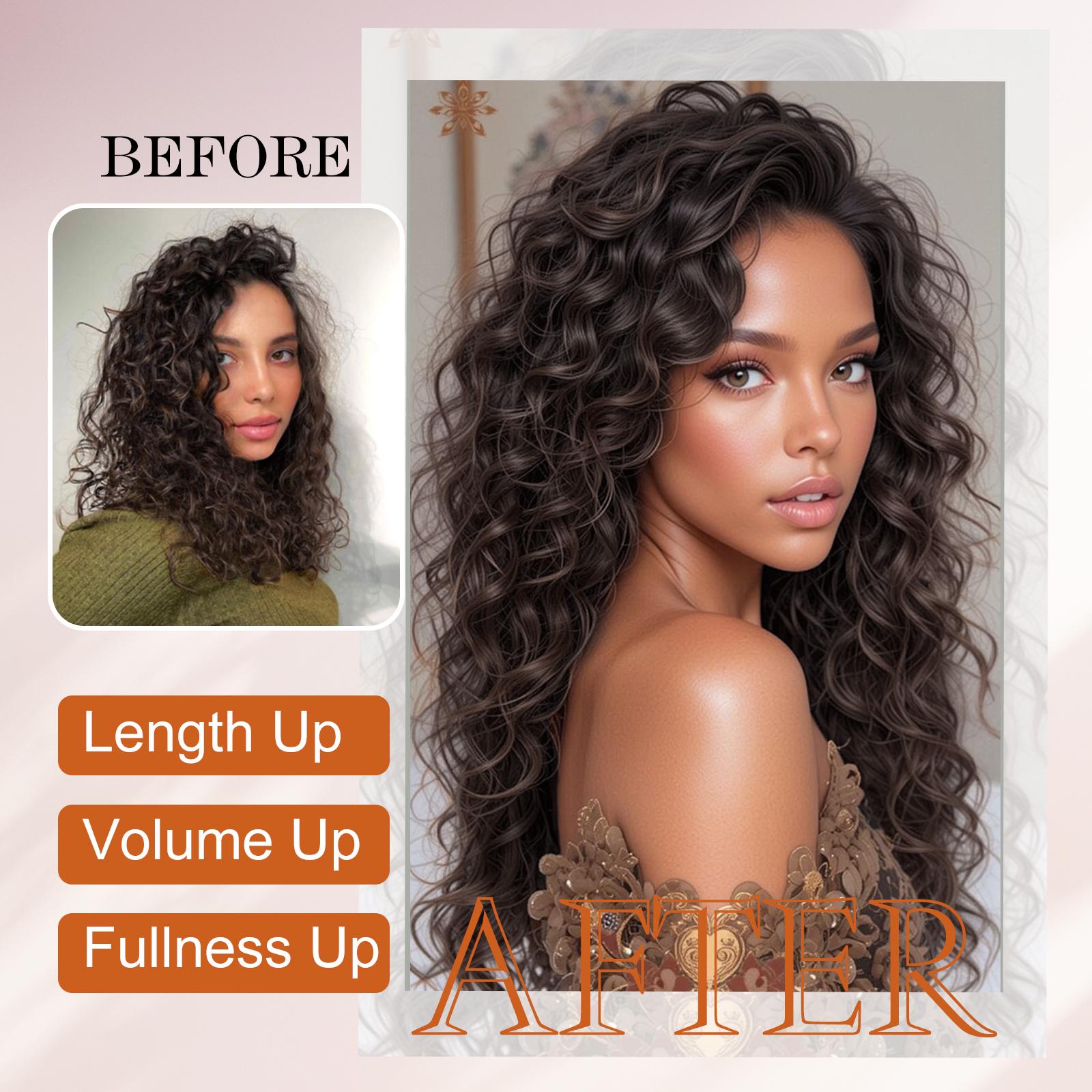 Curly Hair Extensions, 4PCS 16inch Clip in Hair Extensions Lace Weft Short Curly Hair Extensions Clip Ins Invisible Natural Hairpieces for Women, Chocolate Brown