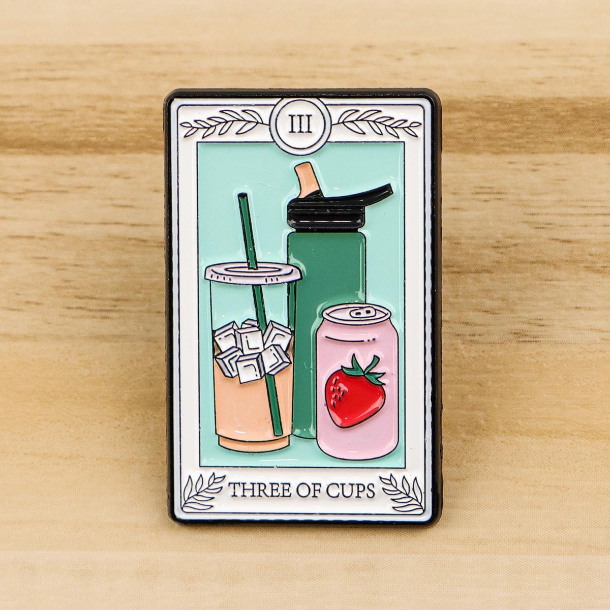 "There of cups" Tarot Enamel Brooch Pin, Illustrative Style Badge, Collar Decoration, Clip, Fashion Accessory Gift for Backpacks and Clothing