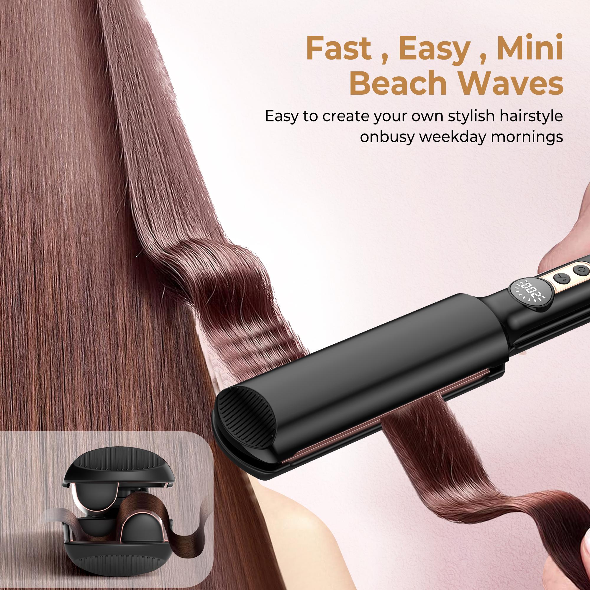 Mini Dual Voltage Curling Iron, Curling Wand & Hair Crimper - 5 Temp Adjustable (250°F-410°F), 30s Fast Heat-Up, Tourmaline Barrel, Anti-Scald Protection, 1.02cm Barrel For Beach Waves & Curls, Includes Heat-Resistant Pouch, Gifts, Heated Curler