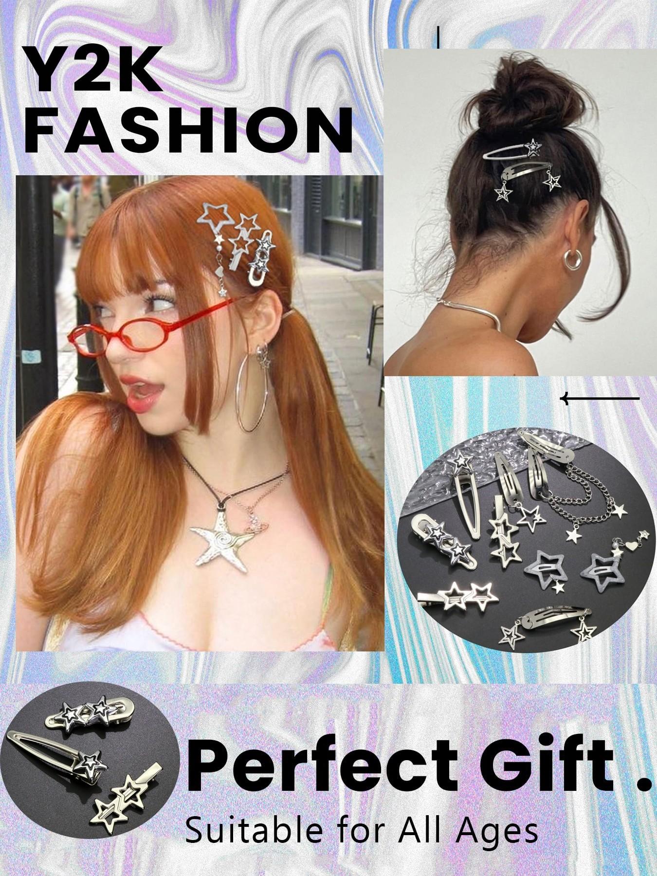 Cute Star Design Hair Clips, Super Cute Clips, Fashionable Hair Accessories for Women & Girls, Y2K Style Hair Clips for Party, Daily Clothing Decor, Birthday Gift