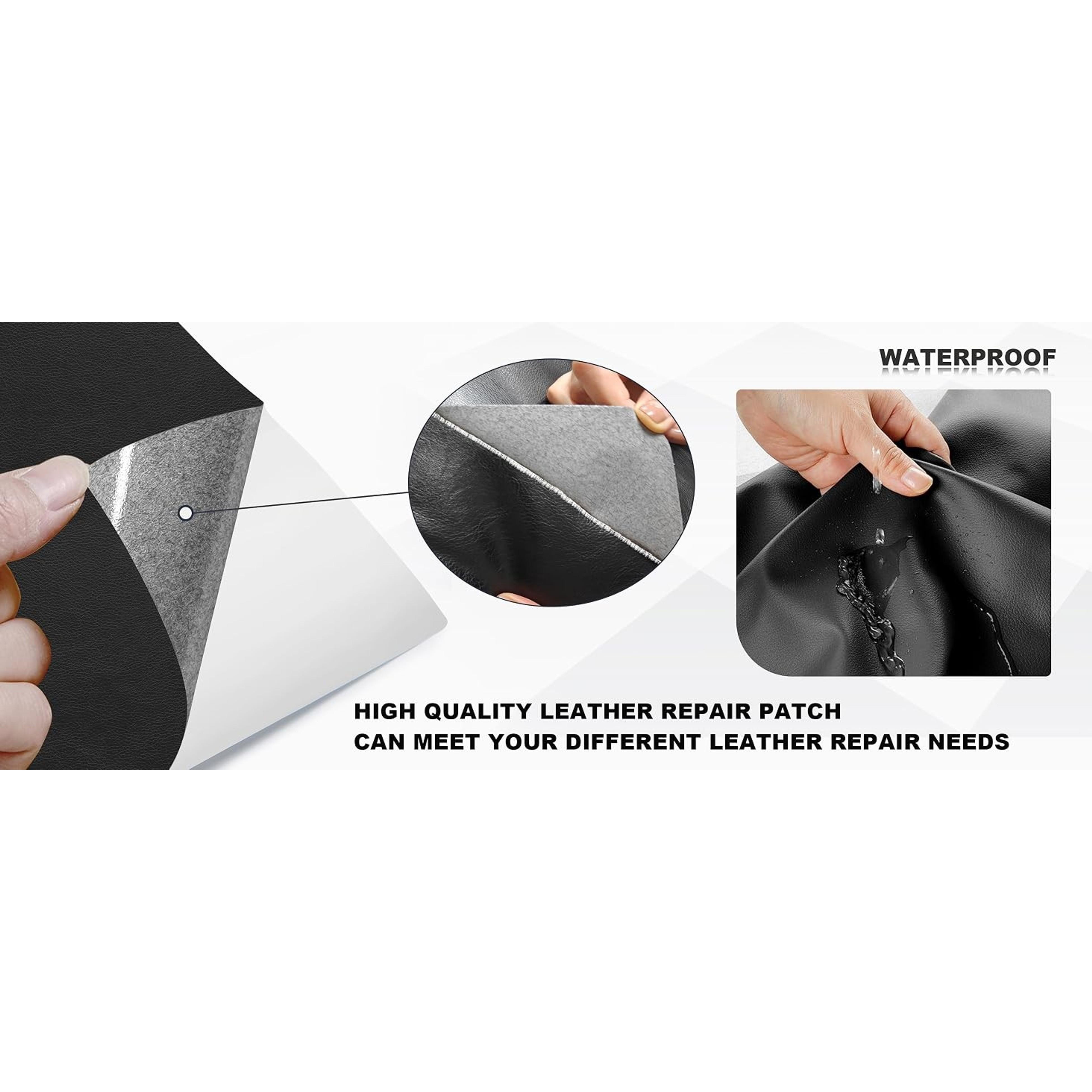 Leather Repair Patch Tape, 8 x 48 Inches Self-Adhesive Vinyl Repair Kit for Sofas, Furniture, Car Seats, Couch - Black