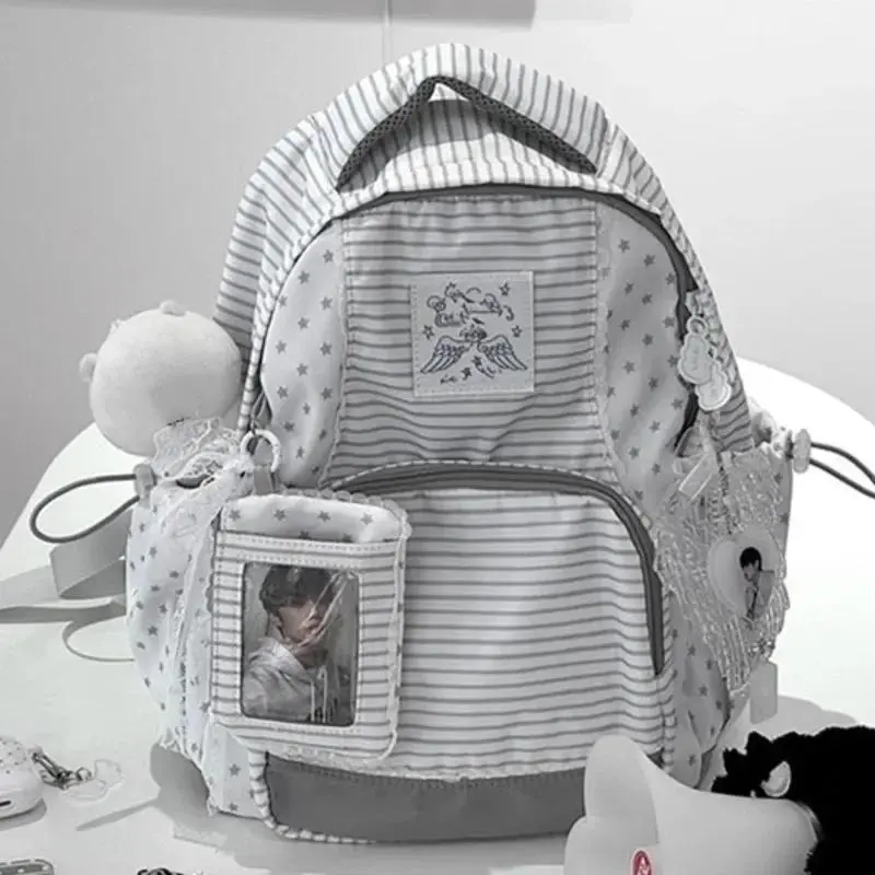 Striped Star Mochilas Mujer Large Capacity Mochila Japan Korean Style Bag Student School Backpack New Simple Bags for Woman