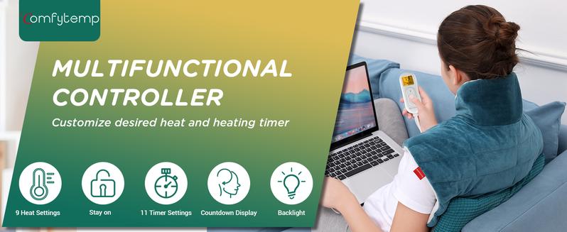 Weighted Heating Pad for Neck and Shoulders, 2.2lb Large Electric Heated Neck Shoulder Wrap - 9 Heat Settings, 11 Auto-Off, Stay on, Backlight