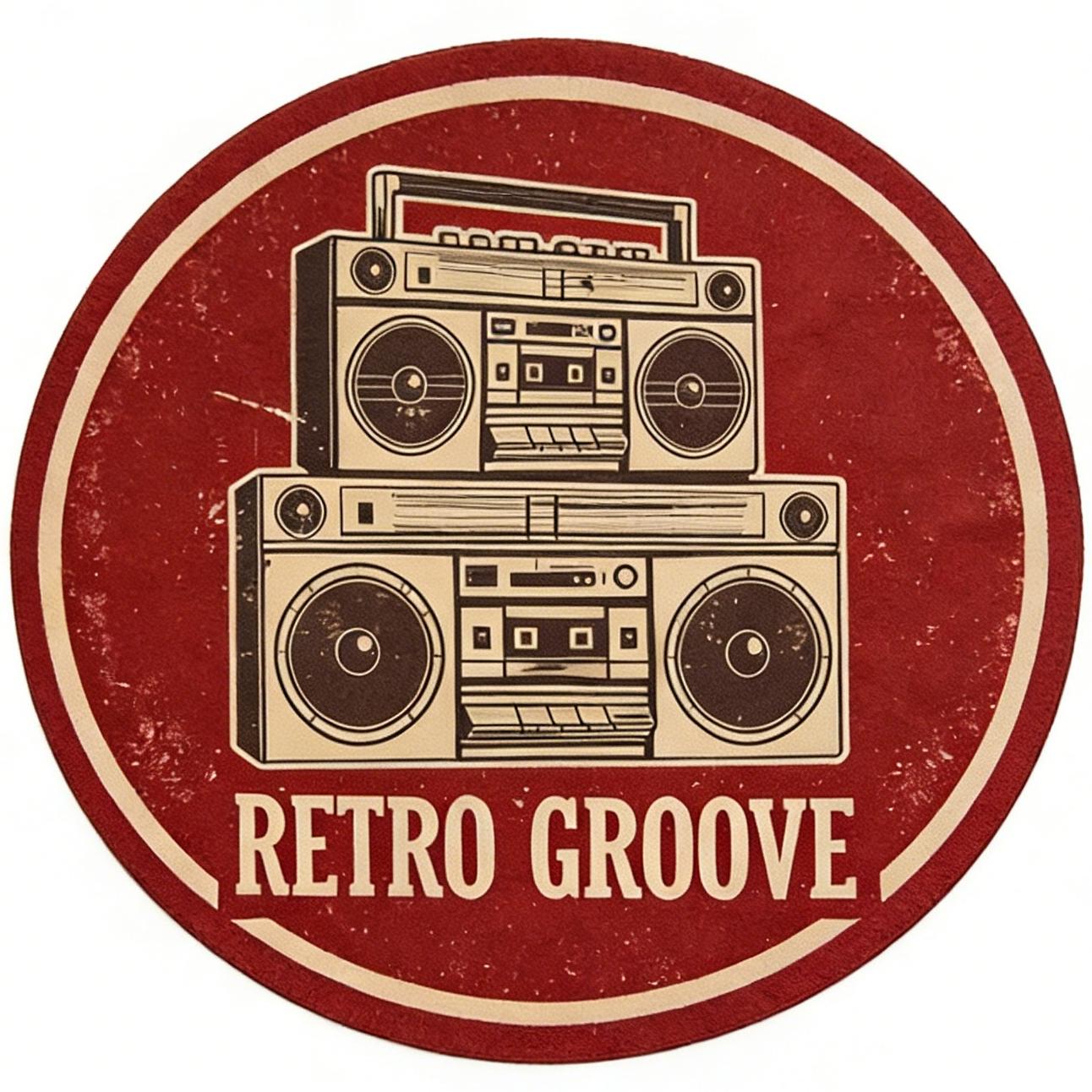 Retro Groove Round Rug, Vintage Style Living Room Sofa Runner, Bedroom Bedside Non-Slip Mat, Washable Decorative Carpet, Multi-Scene Use