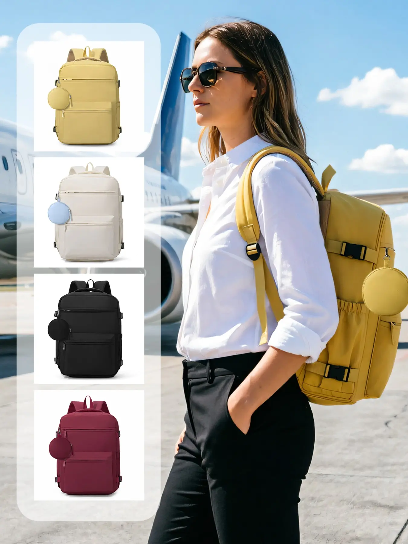 Daily Carry-On Backpack, Travel Bag, Ryanair Checked Luggage, 40x30x20cm, Easyjet Hand Luggage, Shoe Compartment, 180° Opening, Tsa Approved