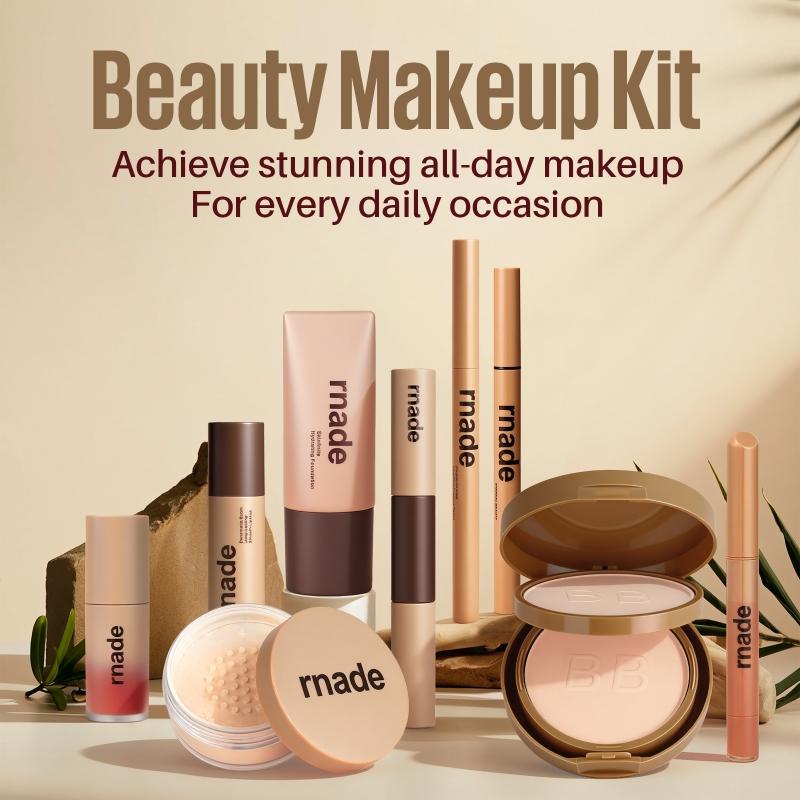 Full Face Makeup Set Gift Box, Cosmetic Makeup Set, 9-Piece Kit Including Foundation, Eyeliner, Lipstick, Travel-Friendly, Perfect for Beginners