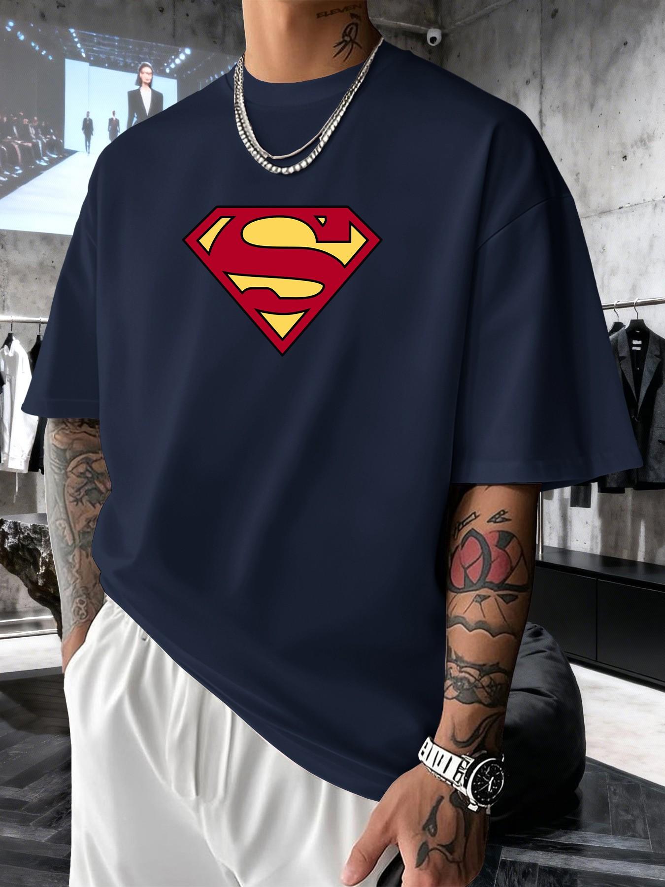 Superman S Classic Logo Men's Fashion Short Sleeve Round Neck Casual Summer T-Shirt, Perfect for Daily Wear