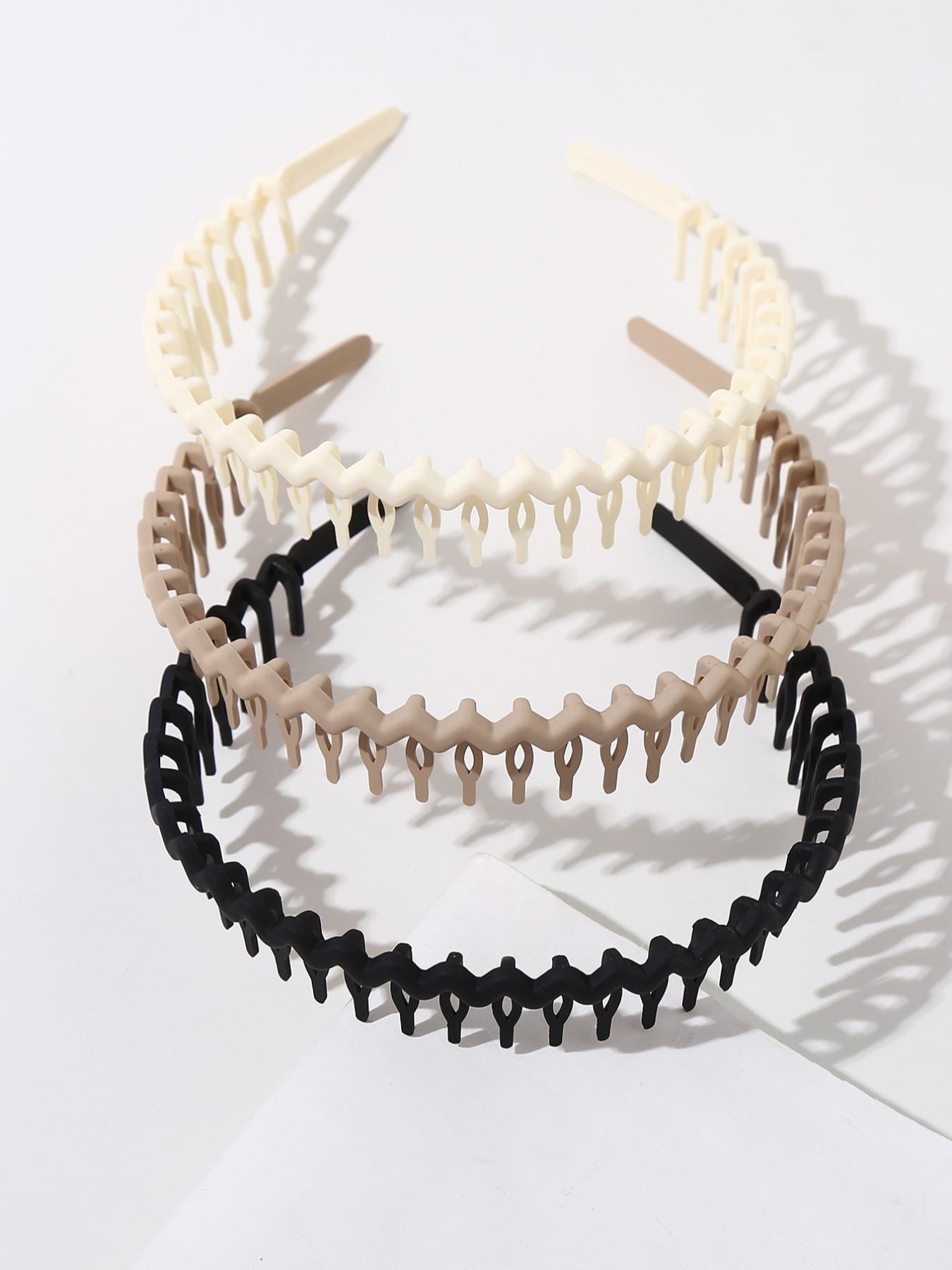 3pcs Women's Hairbands with Teeth Anti-Slip Wave Vintage Simple Restraint Headband Suitable for Face Washing Skincare Fashion Accessory Headbands Women