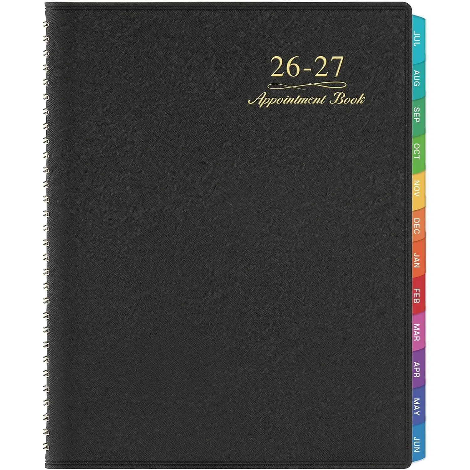 Appointment Book/Planner 2026-2027 - Weekly Appointment Book 2026-2027, July 2026 - June 2027, Daily/Hourly Planner with Tabs, 15 Minutes, 8.26" x 11.4", Wirebound - Black
