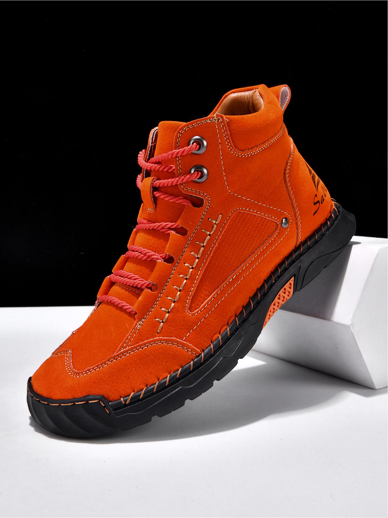 Vintage Hand-Stitched Chelsea Work Boots, Soft Bottom Anti-Slip Casual Hiking Shoes, Synthetic Leather, Medium Width, All Seasons