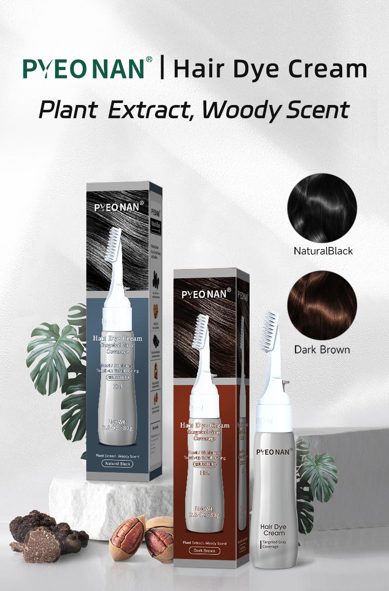 PYEONAN Unisex hair dye Cream, Herbal Extracts for Gray Hair, Touch-up & Full Coverage, No Blending Required, 2-in-1 for Gray Coverage and Hair Care, Transform Grays to Black or Dark Brown Naturally Hair color 2.8 Oz./80g Springtok Haircare Woody Scent PYEONAN Unisex hair dye Cream, Herbal Extracts for Gray Hair, Touch-up & Full Coverage, No Blending Required, 2-in-1 for Gray Coverage and Hair Care, Transform Grays to Black or Dark Brown Naturally Hair color 2.8 Oz./80g Springtok Haircare Woody Scent