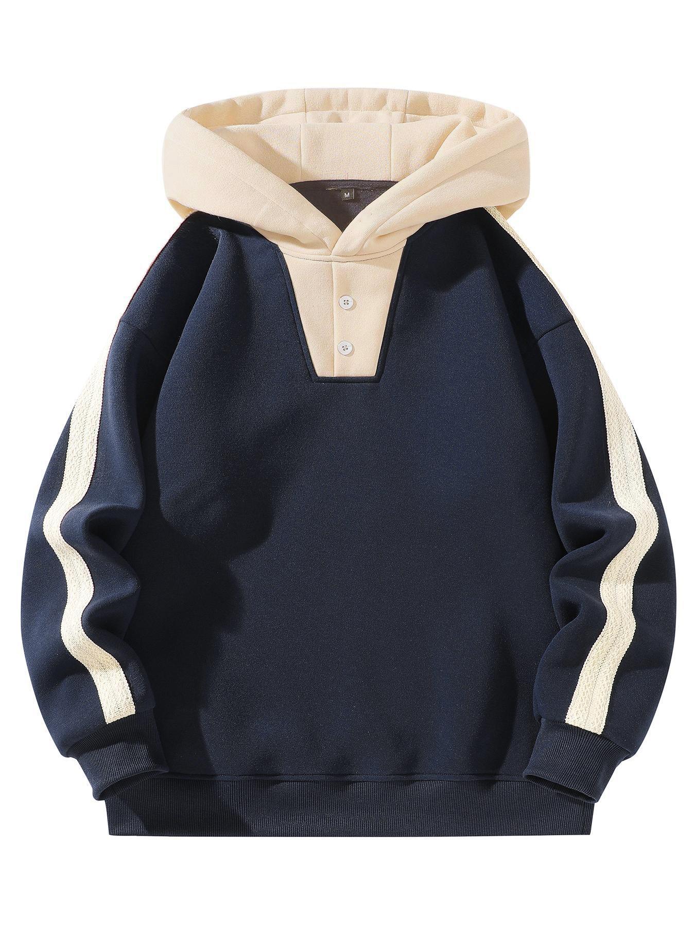 Men's Regular Fit Solid Plain Zip Up Hoodie, Casual Long Sleeve Hooded Sweatshirt for Fall , Men's Fall Clothes for Daily Wear, Classic Menswear Tops