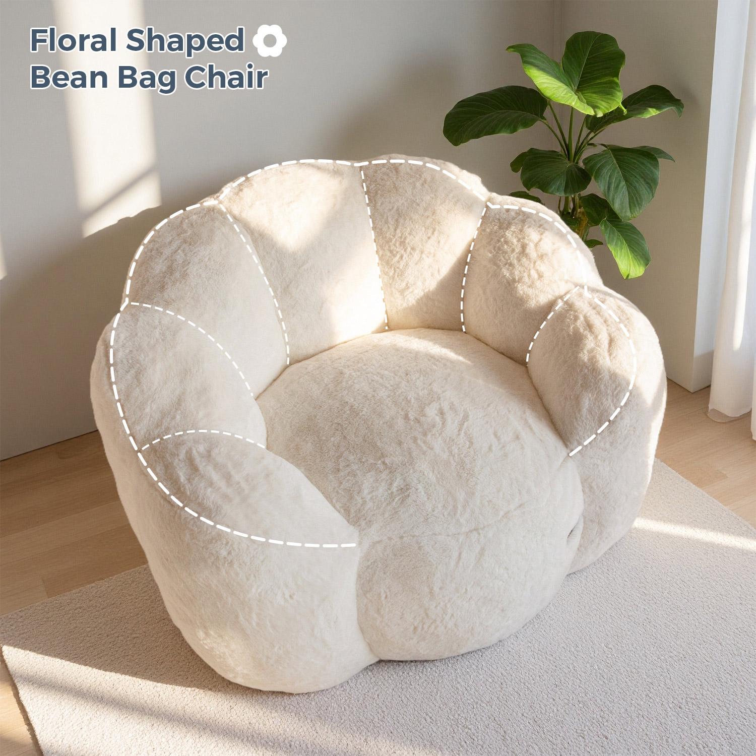 MAXYOYO Floral Faux Fur Floor Sofa Chair - Ultra Soft Pink Lounge Chair for Living Room & Bedroom MAXYOYO Floral Faux Fur Floor Sofa Chair - Ultra Soft Pink Lounge Chair for Living Room & Bedroom