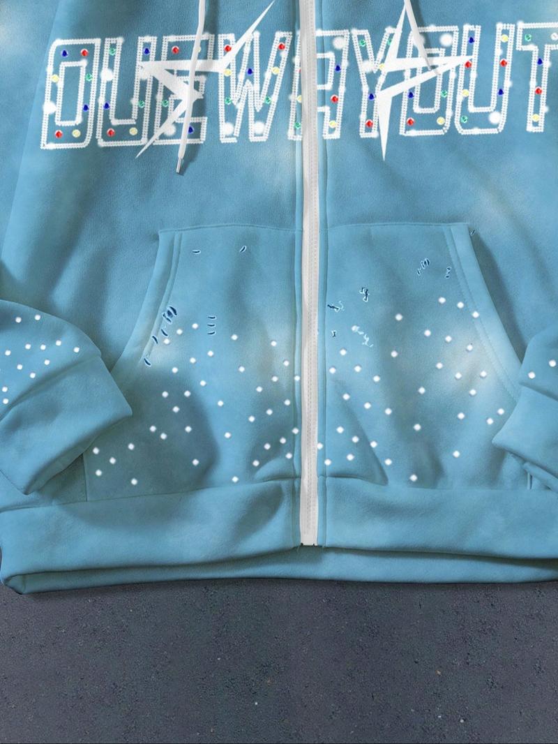 Men's 2-Piece Sportswear Set, Full-Zip Hoodie and Drawstring Pants, Comfortable Casual Wear, Perfect for Outdoor and Relaxing, Streetwear Tracksuit Set