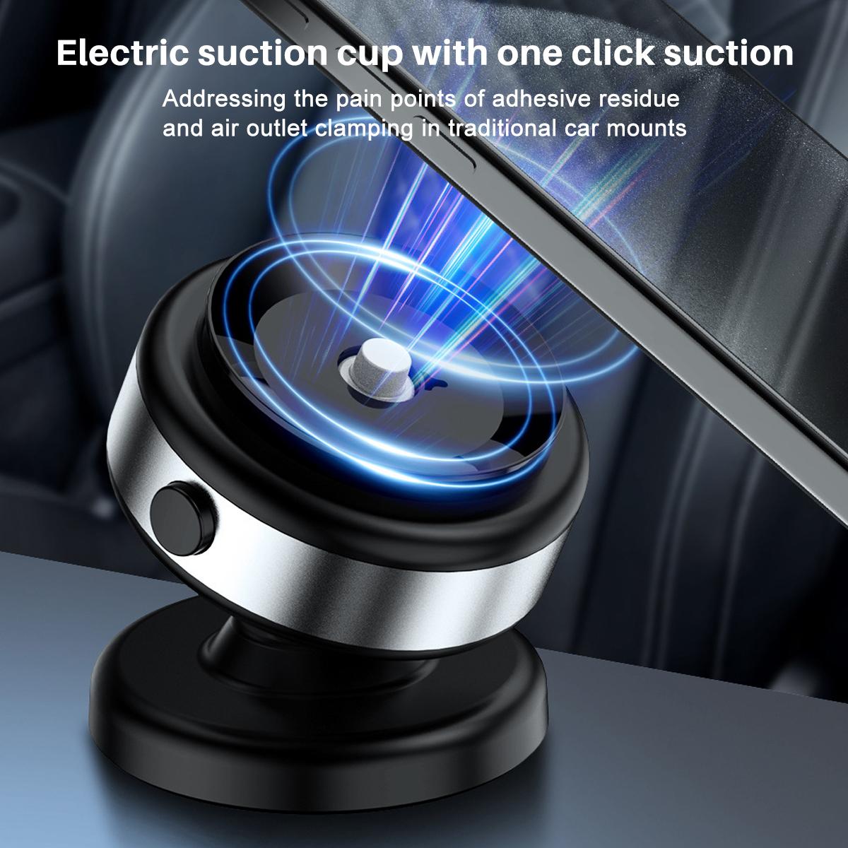 360° Rotatable Magnetic Car Phone Holder, Car Navigation Holder,Vacuum Glass Mirror Adsorption Magnetic Suction Cup Car Phone Mount,Car Mount One-Click Disassembly for Glass, Screens, Wall Tiles, Most Surfaces (Black/Silver), Christmas Gift