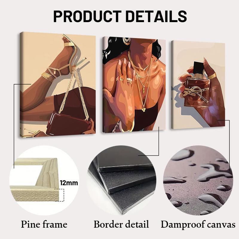 3-Piece Wood Frame Canvas Art Set, Modern Wall Decor for Living Room & Bedroom, High-Definition Waterproof Prints, Elegant Home Decoration, Modern Art Design