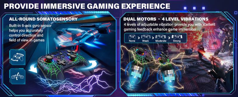 RBG Wireless Switch Controller for Nintendo Switch/Lite/OLED-Switch Pro Controller/iPhone/Android Game Stick,Programmable Game Joysticks for Nintendo Switch