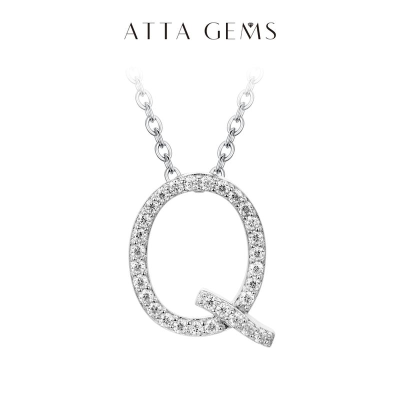 A~Z 26 Letters Necklace Synthetic Moissanite Pendant DIY Design Have Pendant and Chain Free N010