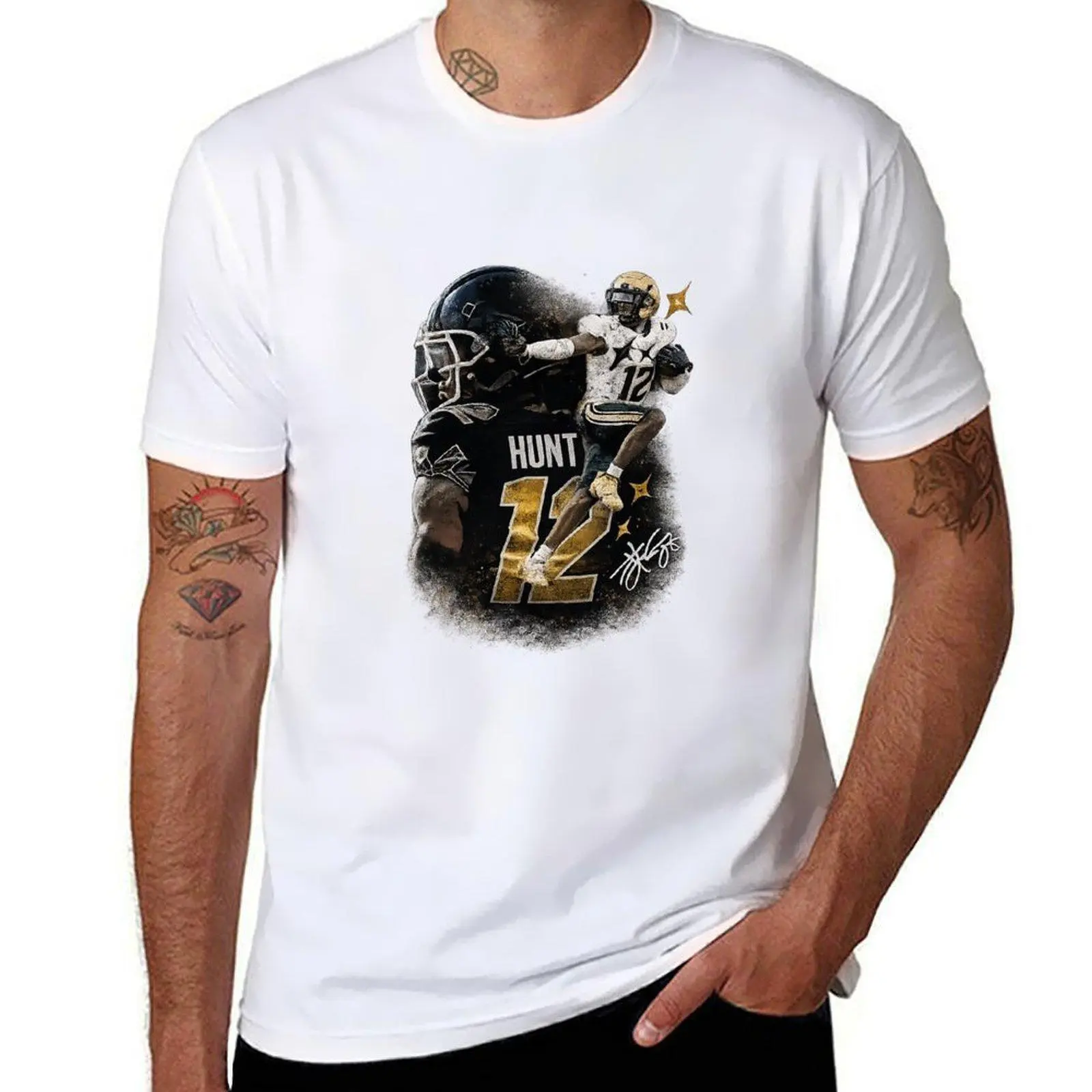 Men's Classic Short-Sleeve Cotton Casual Fabric Travis Hunter "Bih You Thought" Custom Graphic Football T-Shirt, Shortsleeve