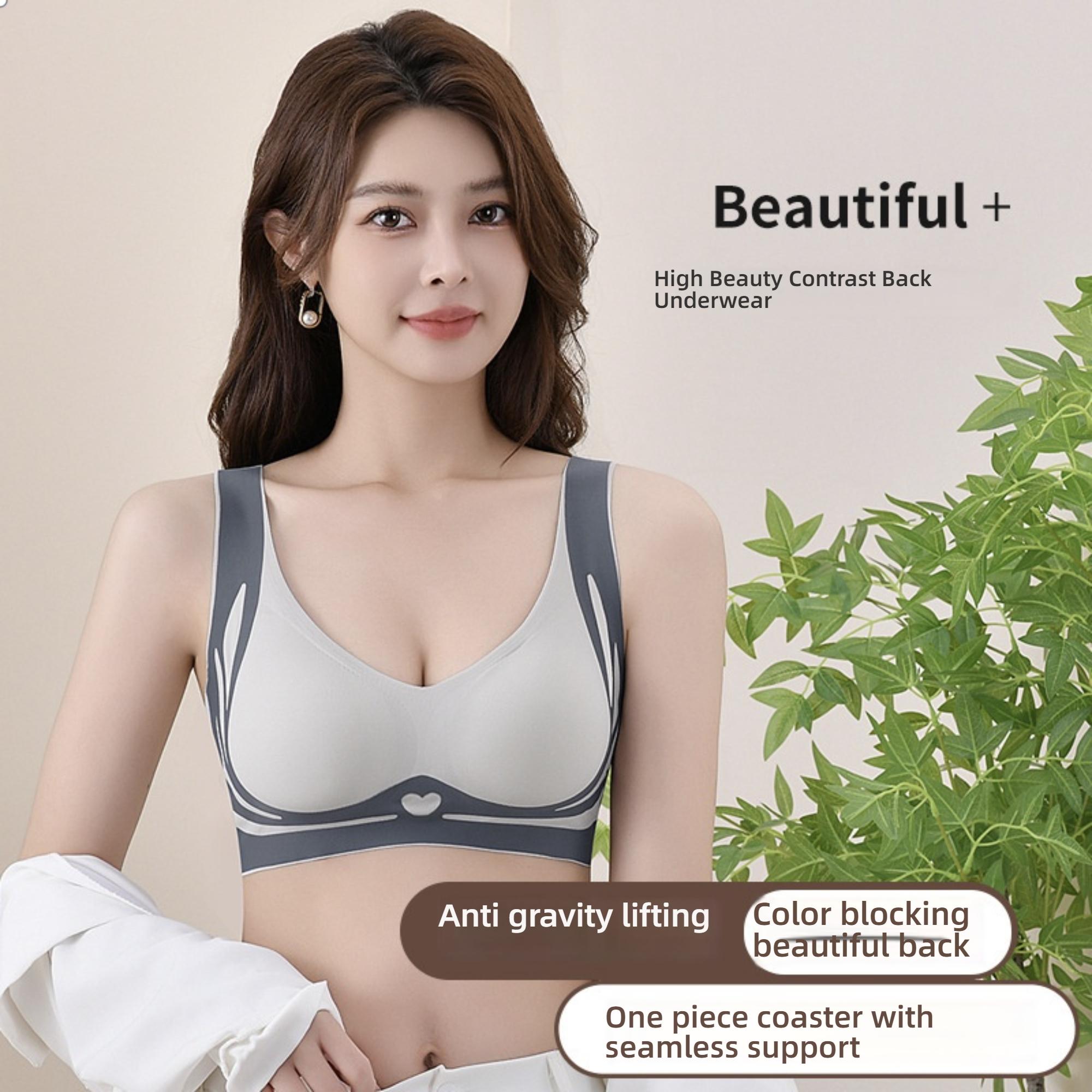 Wireless Backless Fixed Cup Anti-Gravity Soft Support Small Bust Lift Prevent Sagging Underwire Bra, Plus Size Women's Bras