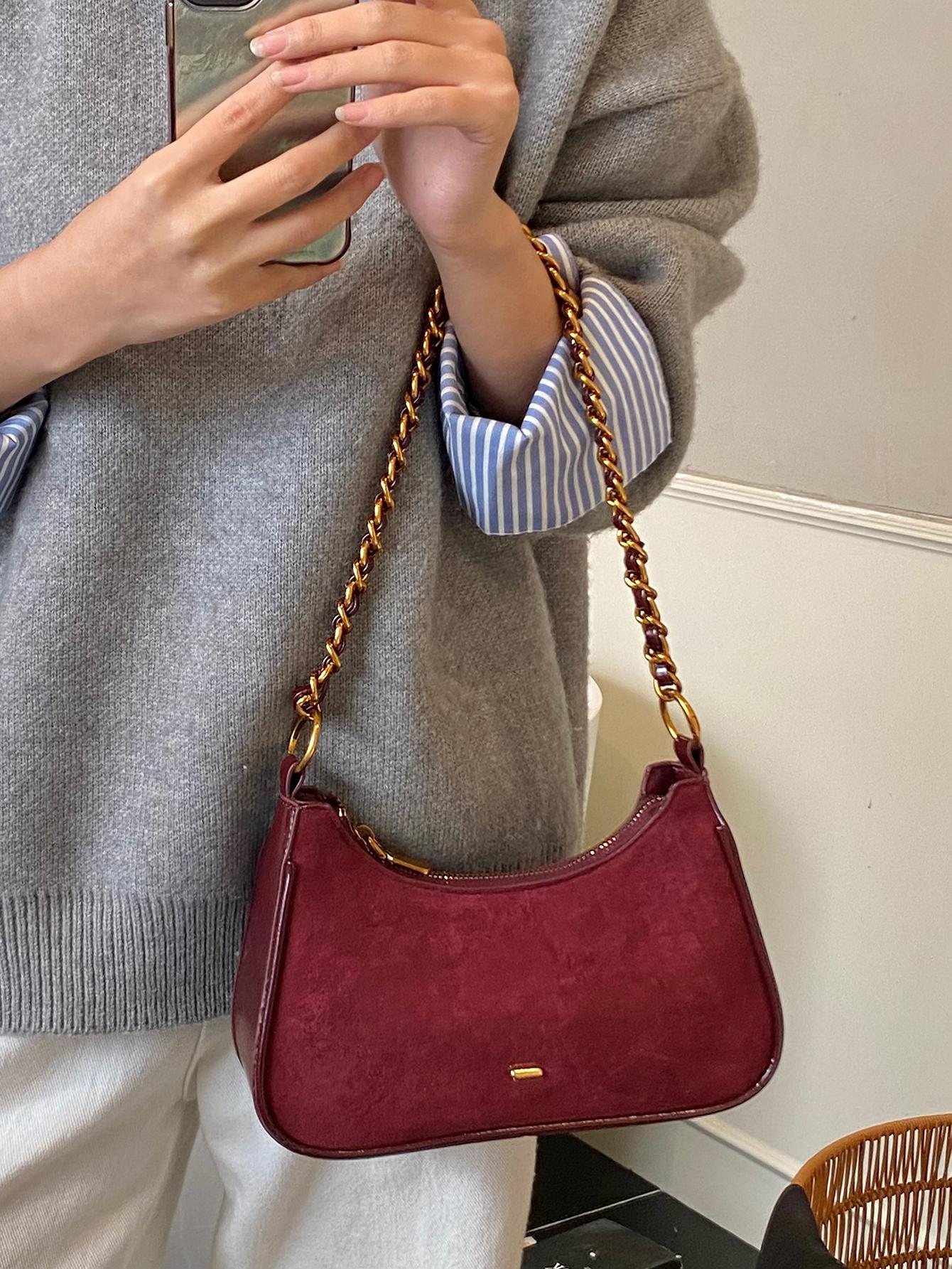 Fashionable High-Quality Simple Solid Color Shoulder Bag, Stylish Minimalist Design, Perfect for Everyday Use, Trendy and Elegant, Hobo Shoulder Bag