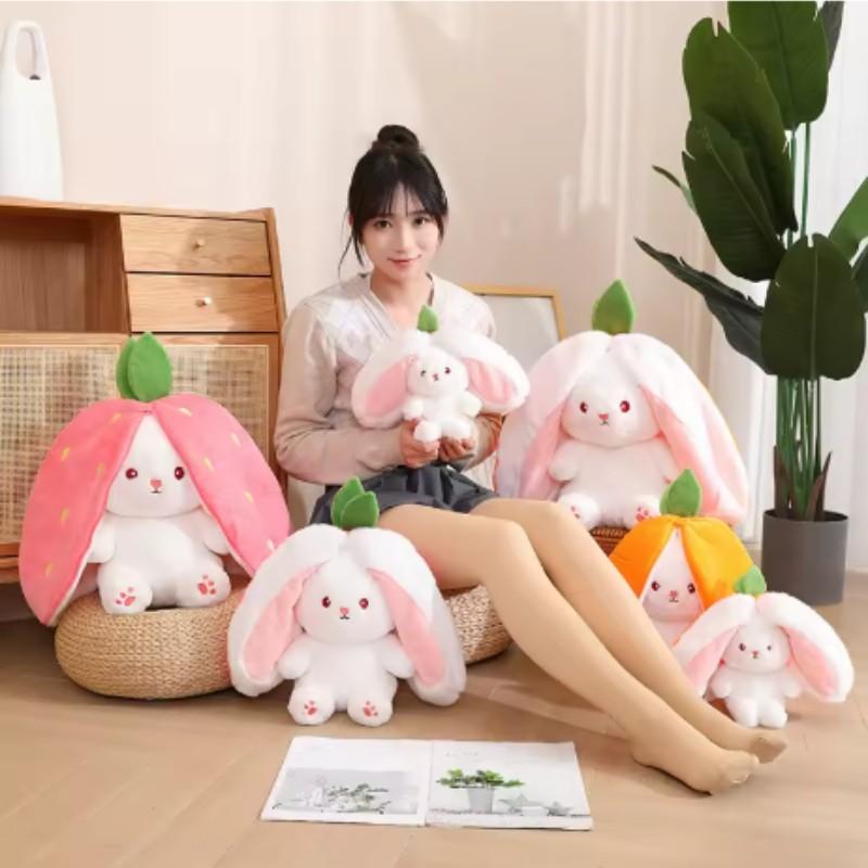 Cute Fruit Rabbit Plush Pillow Toy, Adorable Filled Doll, Perfect Gift for Girls, Birthday Present, Room Decoration