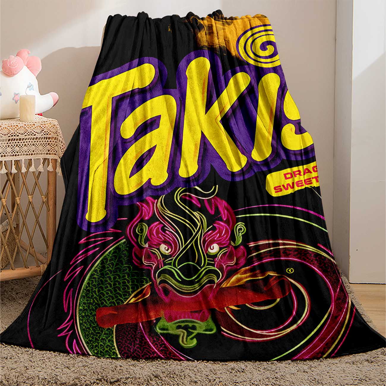 Potato Chips Pattern Throw Blanket, Soft Comfortable Throw Blanket, Warm Nap Blanket for Home Office Travel Camping, Bedroom Decor