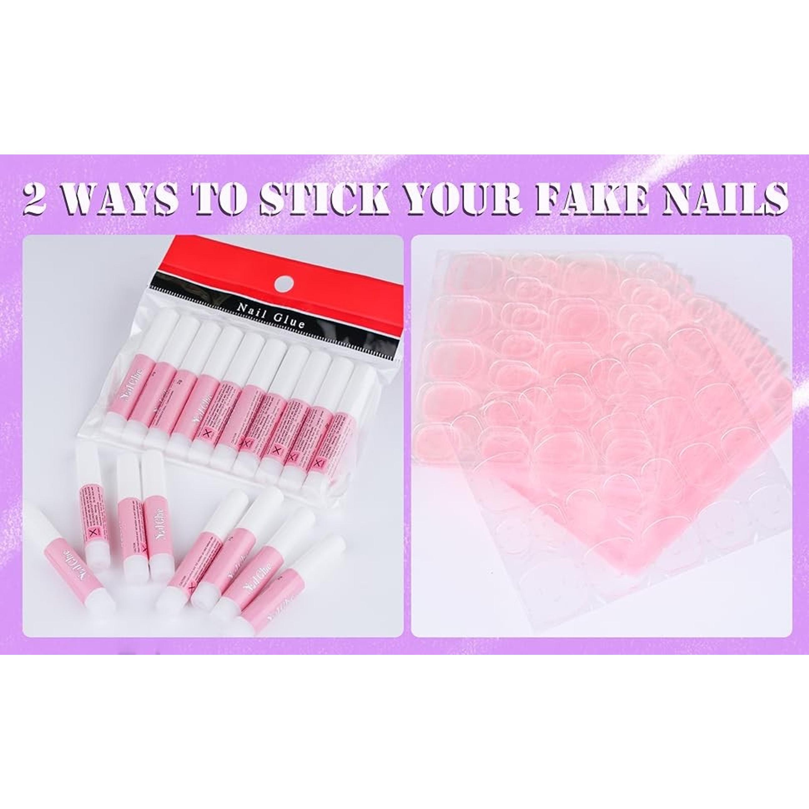 Disposable Nail Supplies Kit, Professional Manicure Press-On Nail Tool Set with Nail File, Adhesive Tabs, Nail Glue, Sticks, Prep Pads, Bags, and Cards for Nail Business (140pcs, 20 Sets, Pink)Gift