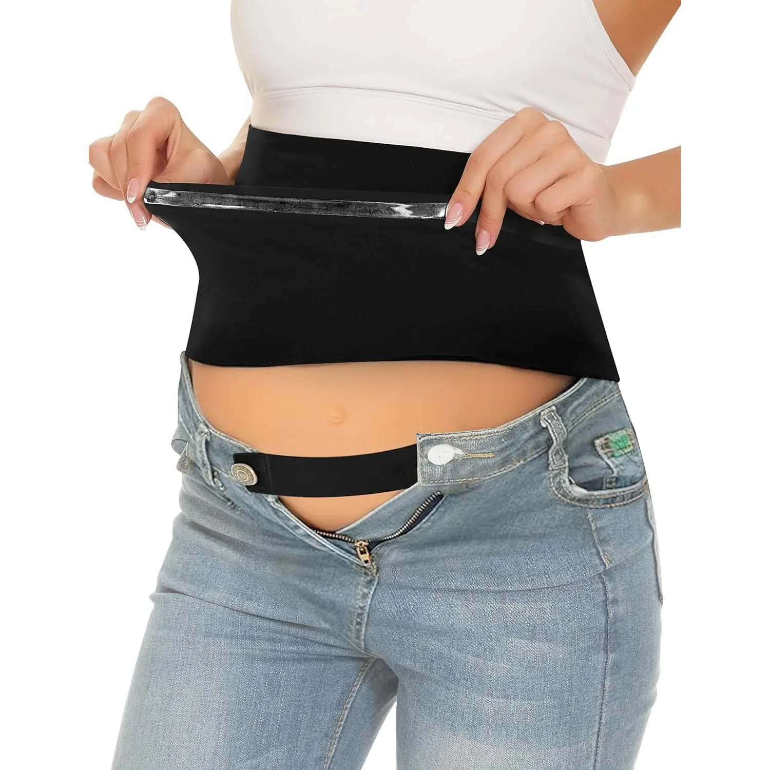 Belly Band for Pregnant Women, Maternity Pregnancy Band for Pants & Jeans, Postpartum Support Belly Band