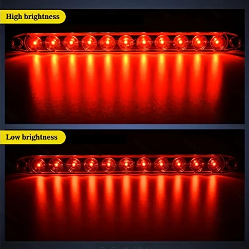 2-Pack 12 LED High-Position Brake Tail Lights, Trailer Truck RV Pickup Tail Light Strip, Brake Light Turn Signal Side Lamp, Waterproof Taillight