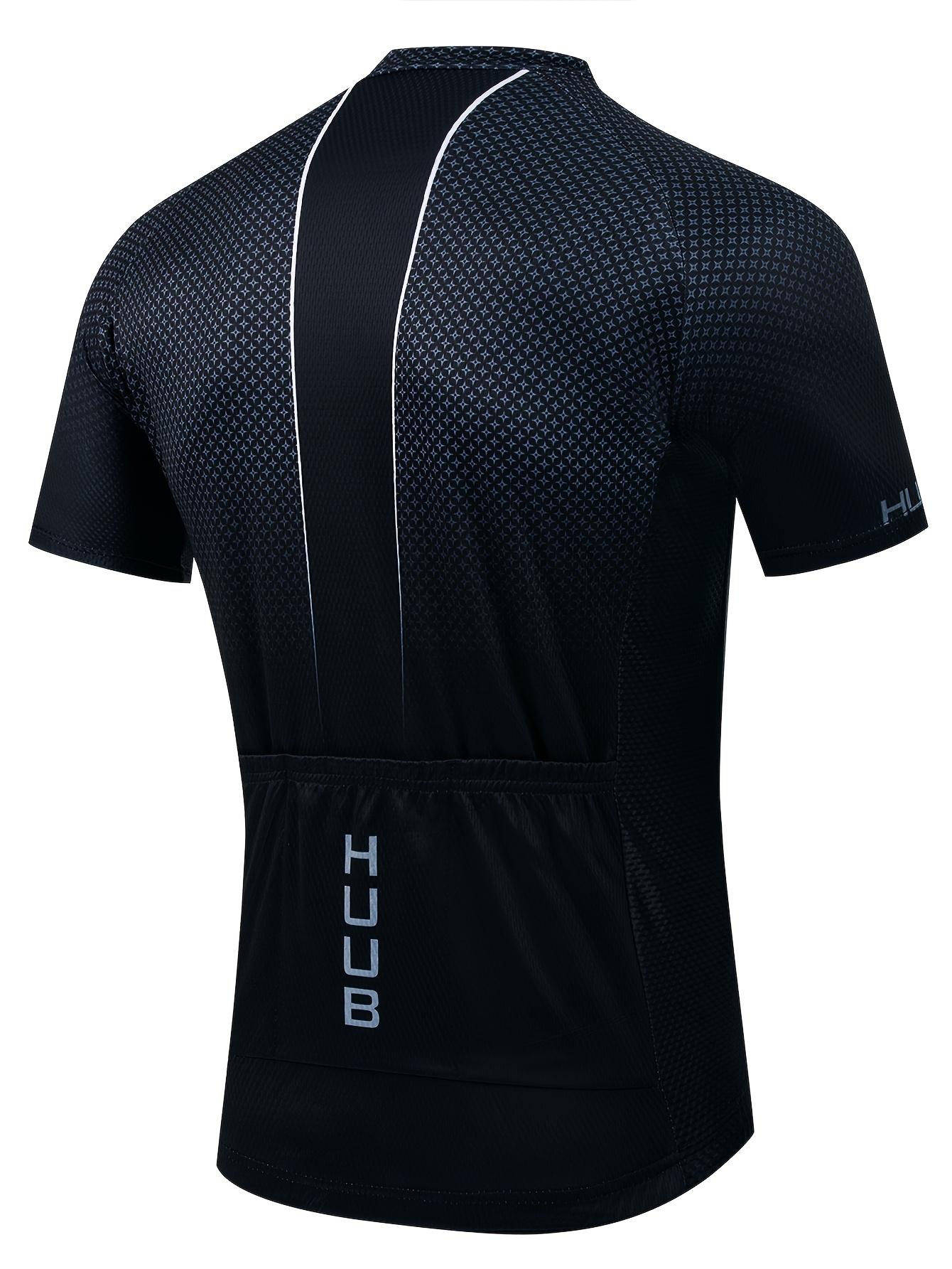 Male Slim-Fit Polyester Quick-Dry Breathable Short-Sleeve Classic Design Biking Top for Road/Mountain Bikes, Ideal for Off-Road Training
