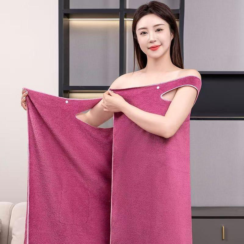Women's Bathrobe Towel Wrap, Quick-Dry Spa Bag Towel with Thick Straps, Floral Pattern Wearable Bath Skirt, Absorbent Bathroom Towel