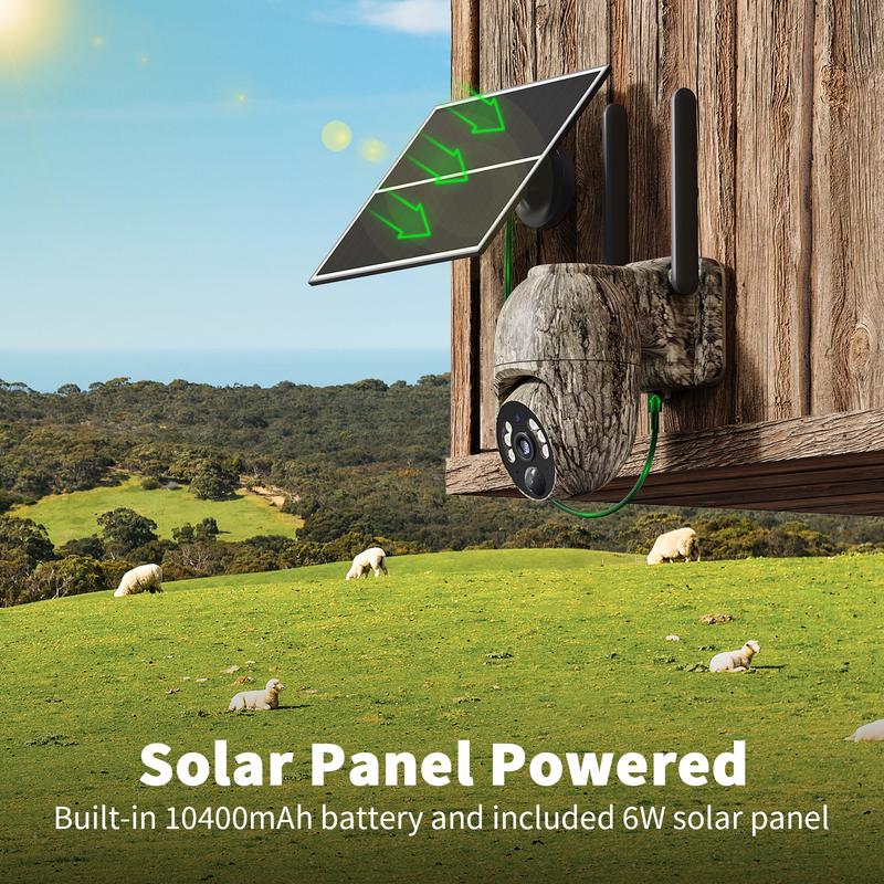 4G LTE Solar Security Camera – 2K 360° View, No WiFi/Power Needed, Remote APP, Waterproof, Motion Activated,Night Vision, Includes 4G Data Card (Data Refill Required)