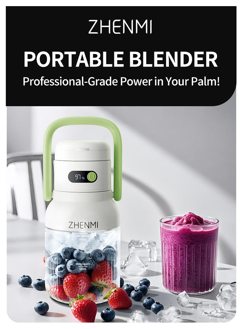 Valentine's Day Blender for Shakes & Smoothies! ZHENMI BPA-Free Cordless Blender, 33oz, Ice Crushing, USB Rechargeable, Make Party Shakes, Valentine's Day Morning Smoothies & Healthy Drinks